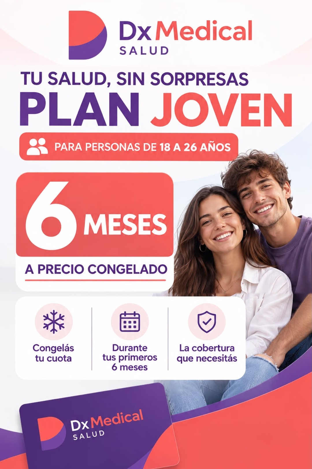 Plan Joven para personas de 18 a 26 años, 6 meses a precio congelado